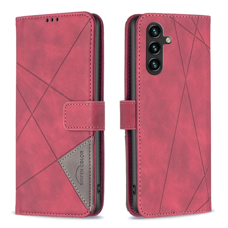 Knižkové puzdro Rhombus červené – Samsung Galaxy A56 | Kryty na mobil Kryty na mobil | Knižkové puzdro Rhombus červené – Samsung Galaxy A56 | Kryty na mobil