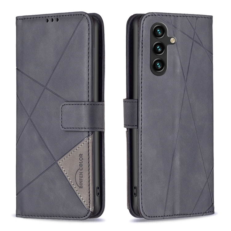 Knižkové puzdro Rhombus čierne – Samsung Galaxy A56 | Kryty na mobil Kryty na mobil | Knižkové puzdro Rhombus čierne – Samsung Galaxy A56 | Kryty na mobil
