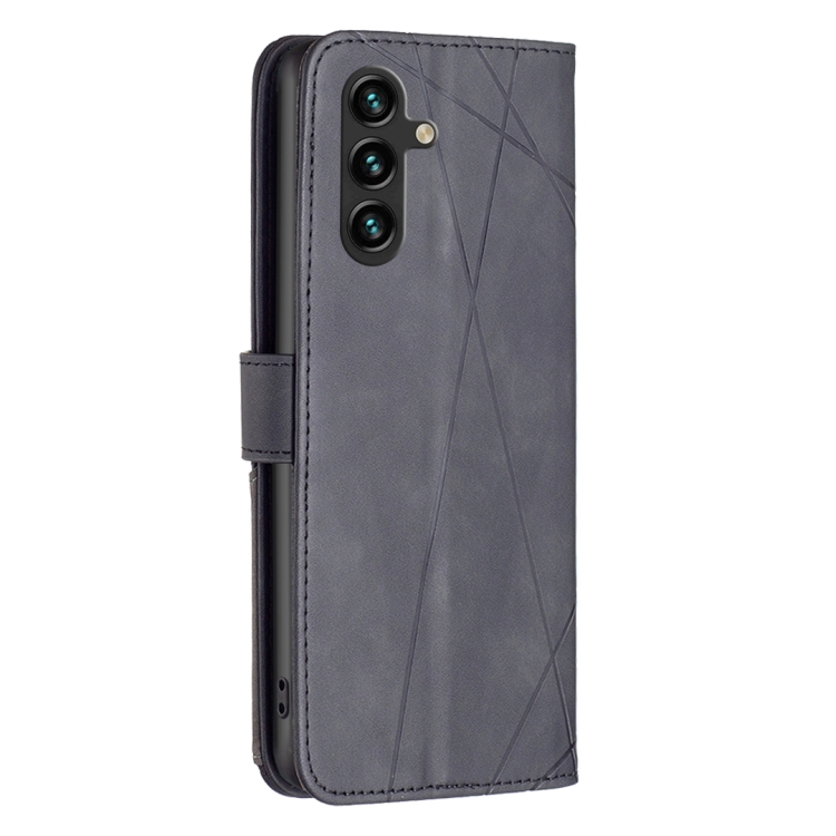 Knižkové puzdro Rhombus čierne – Samsung Galaxy A56 | Kryty na mobil Kryty na mobil | Knižkové puzdro Rhombus čierne – Samsung Galaxy A56 | Kryty na mobil