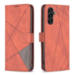 Kryty na mobil | Knižkové puzdro Rhombus hnedé – Samsung Galaxy A36 | Kryty na mobil