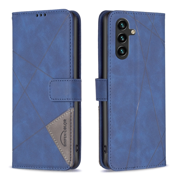 Knižkové puzdro Rhombus modré – Samsung Galaxy A26 | Kryty na mobil Kryty na mobil | Knižkové puzdro Rhombus modré – Samsung Galaxy A26 | Kryty na mobil