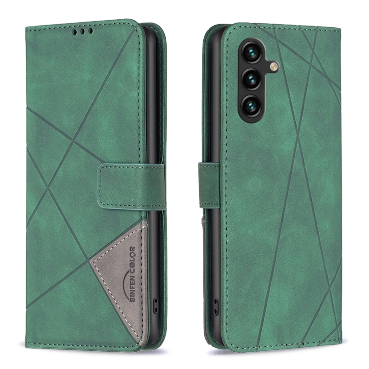 Knižkové puzdro Rhombus zelené – Samsung Galaxy A26 | Kryty na mobil Kryty na mobil | Knižkové puzdro Rhombus zelené – Samsung Galaxy A26 | Kryty na mobil