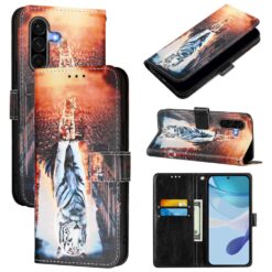 Knižkové puzdro Trendy Cross case Mačka a tiger – Samsung Galaxy A56 | Kryty na mobil Kryty na mobil | Knižkové puzdro Trendy Cross case Mačka a tiger – Samsung Galaxy A56 | Kryty na mobil