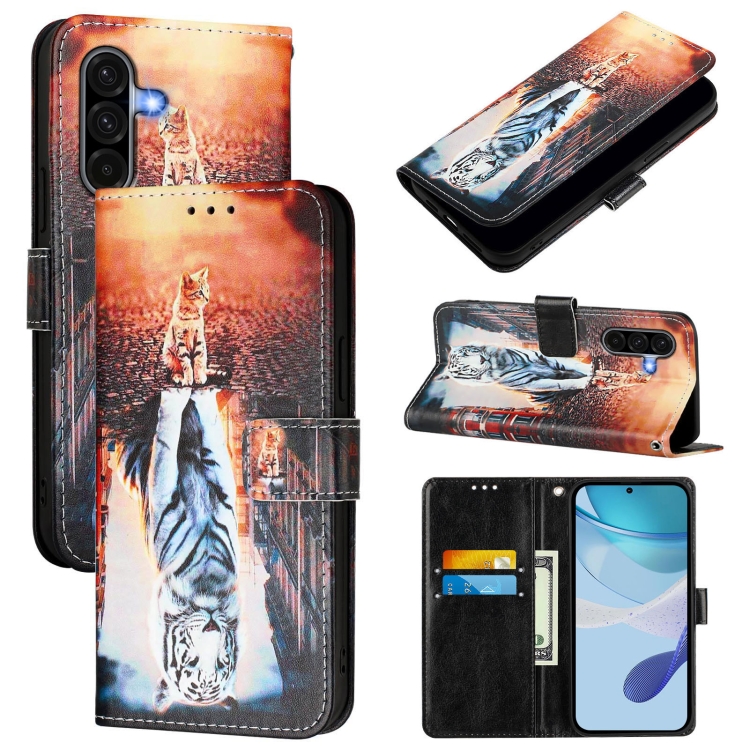 Knižkové puzdro Trendy Cross case Mačka a tiger – Samsung Galaxy A56 | Kryty na mobil Kryty na mobil | Knižkové puzdro Trendy Cross case Mačka a tiger – Samsung Galaxy A56 | Kryty na mobil