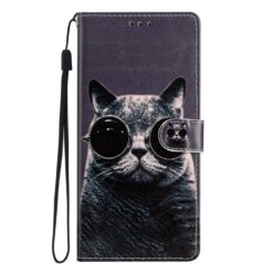 Kryty na mobil | Knižkové puzdro Trendy Cross case Mačka s okuliarmi – Samsung Galaxy A56 | Kryty na mobil