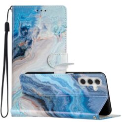 Kryty na mobil | Knižkové puzdro Trendy Cross case Modrý mramor – Samsung Galaxy A56 | Kryty na mobil