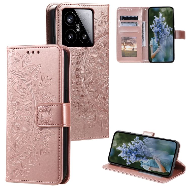 Peňaženkové puzdro Embossing Pattern Flowery Mandala bledoružové – Xiaomi 15 | Kryty na mobil Kryty na mobil | Peňaženkové puzdro Embossing Pattern Flowery Mandala bledoružové – Xiaomi 15 | Kryty na mobil