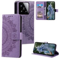 Kryty na mobil | Peňaženkové puzdro Embossing Pattern Flowery Mandala fialové – Xiaomi 15 | Kryty na mobil