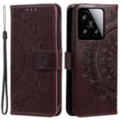 Peňaženkové puzdro Embossing Pattern Flowery Mandala hnedé – Xiaomi 15