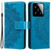 Kryty na mobil | Peňaženkové puzdro Embossing Pattern Flowery Mandala fialové – Xiaomi 15 | Kryty na mobil