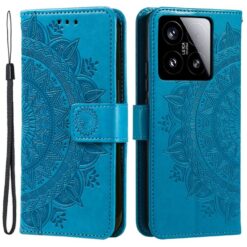 Kryty na mobil | Peňaženkové puzdro Embossing Pattern Flowery Mandala modré – Xiaomi 15 | Kryty na mobil