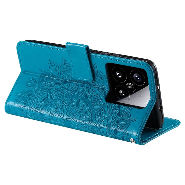 Peňaženkové puzdro Embossing Pattern Flowery Mandala modré – Xiaomi 15 | Kryty na mobil Kryty na mobil | Peňaženkové puzdro Embossing Pattern Flowery Mandala modré – Xiaomi 15 | Kryty na mobil