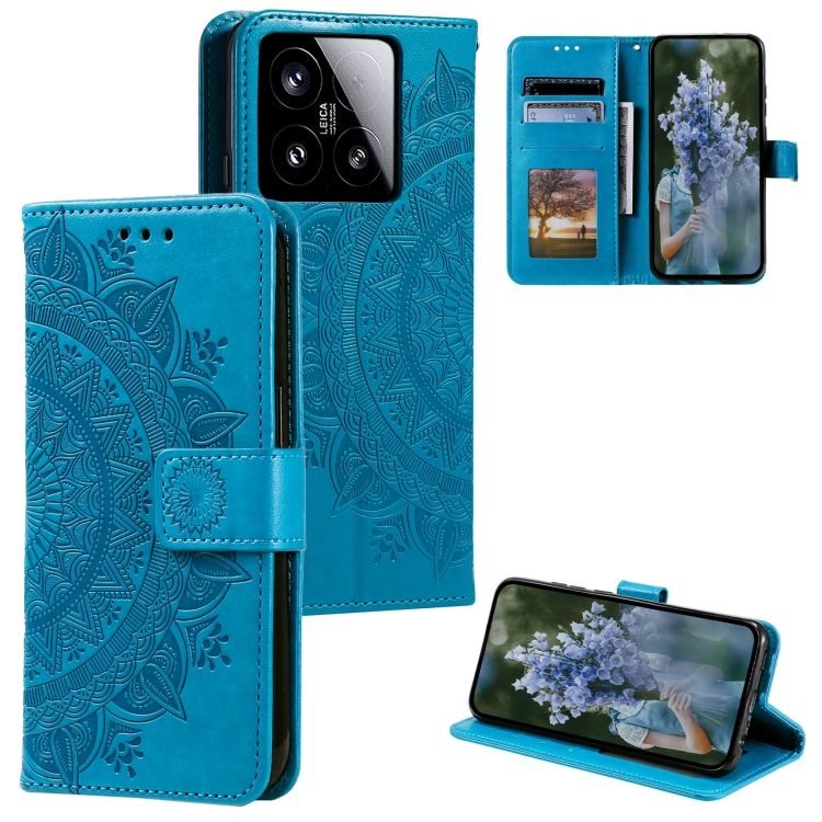Peňaženkové puzdro Embossing Pattern Flowery Mandala modré – Xiaomi 15 | Kryty na mobil Kryty na mobil | Peňaženkové puzdro Embossing Pattern Flowery Mandala modré – Xiaomi 15 | Kryty na mobil