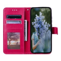 Kryty na mobil | Peňaženkové puzdro Embossing Pattern Flowery Mandala tmavoružové – Xiaomi 15 | Kryty na mobil