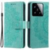 Kryty na mobil | Peňaženkové puzdro Embossing Pattern Flowery Mandala tmavoružové – Xiaomi 15 | Kryty na mobil