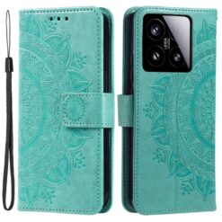 Peňaženkové puzdro Embossing Pattern Flowery Mandala zelené – Xiaomi 15