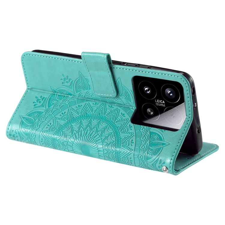 Peňaženkové puzdro Embossing Pattern Flowery Mandala zelené – Xiaomi 15 | Kryty na mobil Kryty na mobil | Peňaženkové puzdro Embossing Pattern Flowery Mandala zelené – Xiaomi 15 | Kryty na mobil