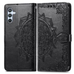 Kryty na mobil | Peňaženkové puzdro Embossing Pattern Mandala Flower čierne – Samsung Galaxy A36 | Kryty na mobil