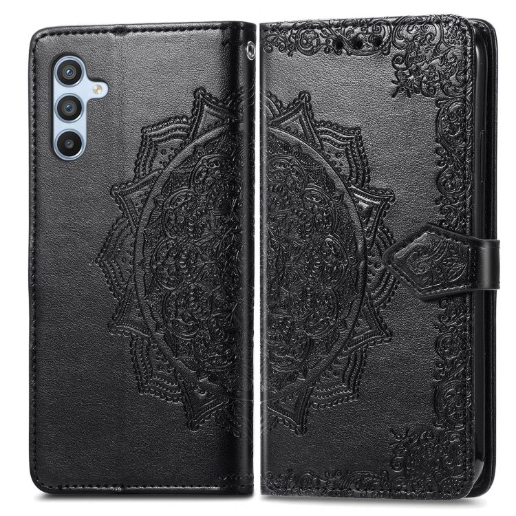 Peňaženkové puzdro Embossing Pattern Mandala Flower čierne – Samsung Galaxy A36 | Kryty na mobil Kryty na mobil | Peňaženkové puzdro Embossing Pattern Mandala Flower čierne – Samsung Galaxy A36 | Kryty na mobil