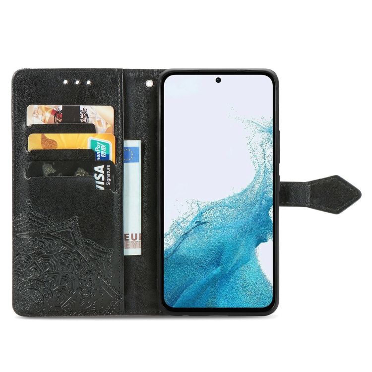 Peňaženkové puzdro Embossing Pattern Mandala Flower čierne – Samsung Galaxy A36 | Kryty na mobil Kryty na mobil | Peňaženkové puzdro Embossing Pattern Mandala Flower čierne – Samsung Galaxy A36 | Kryty na mobil