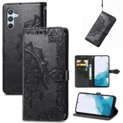 Peňaženkové puzdro Embossing Pattern Mandala Flower čierne – Samsung Galaxy A36 | Kryty na mobil Kryty na mobil | Peňaženkové puzdro Embossing Pattern Mandala Flower čierne – Samsung Galaxy A36 | Kryty na mobil