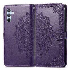 Kryty na mobil | Peňaženkové puzdro Embossing Pattern Mandala Flower fialové – Samsung Galaxy A36 | Kryty na mobil