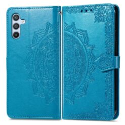Kryty na mobil | Peňaženkové puzdro Embossing Pattern Mandala Flower modré – Samsung Galaxy A56 | Kryty na mobil