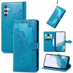 Kryty na mobil | Peňaženkové puzdro Embossing Pattern Mandala Flower modré – Samsung Galaxy A56 | Kryty na mobil