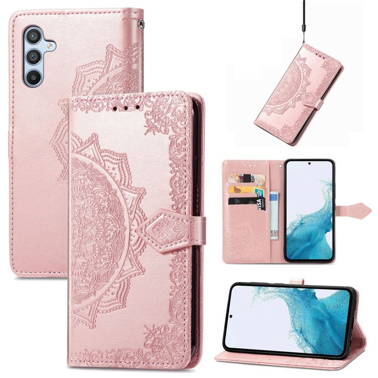 Peňaženkové puzdro Embossing Pattern Mandala Flower ružové – Samsung Galaxy A36 | Kryty na mobil Kryty na mobil | Peňaženkové puzdro Embossing Pattern Mandala Flower ružové – Samsung Galaxy A36 | Kryty na mobil