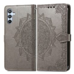 Peňaženkové puzdro Embossing Pattern Mandala Flower sivé – Samsung Galaxy A36