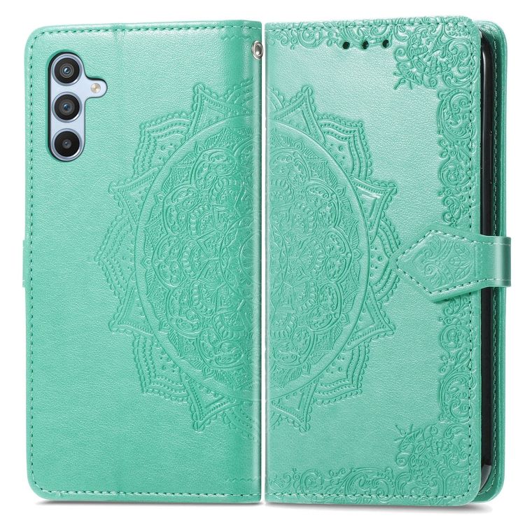 Peňaženkové puzdro Embossing Pattern Mandala Flower zelené – Samsung Galaxy A36 | Kryty na mobil Kryty na mobil | Peňaženkové puzdro Embossing Pattern Mandala Flower zelené – Samsung Galaxy A36 | Kryty na mobil