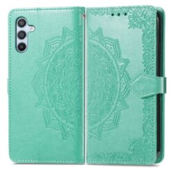 Kryty na mobil | Peňaženkové puzdro Embossing Pattern Mandala Flower zelené – Samsung Galaxy A56 | Kryty na mobil