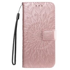 Kryty na mobil | Peňaženkové puzdro Embossing Pattern Slnečnica bledoružové – Apple iPhone 16e / 17e | Kryty na mobil