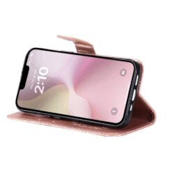 Kryty na mobil | Peňaženkové puzdro Embossing Pattern Slnečnica bledoružové – Apple iPhone 16e / 17e | Kryty na mobil