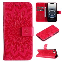 Kryty na mobil | Peňaženkové puzdro Embossing Pattern Slnečnica červené – Apple iPhone 16e / 17e | Kryty na mobil