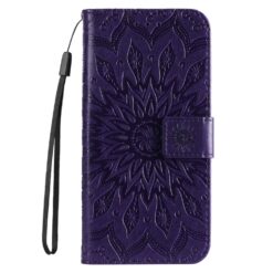 Kryty na mobil | Peňaženkové puzdro Embossing Pattern Slnečnica fialové – Apple iPhone 16e / 17e | Kryty na mobil