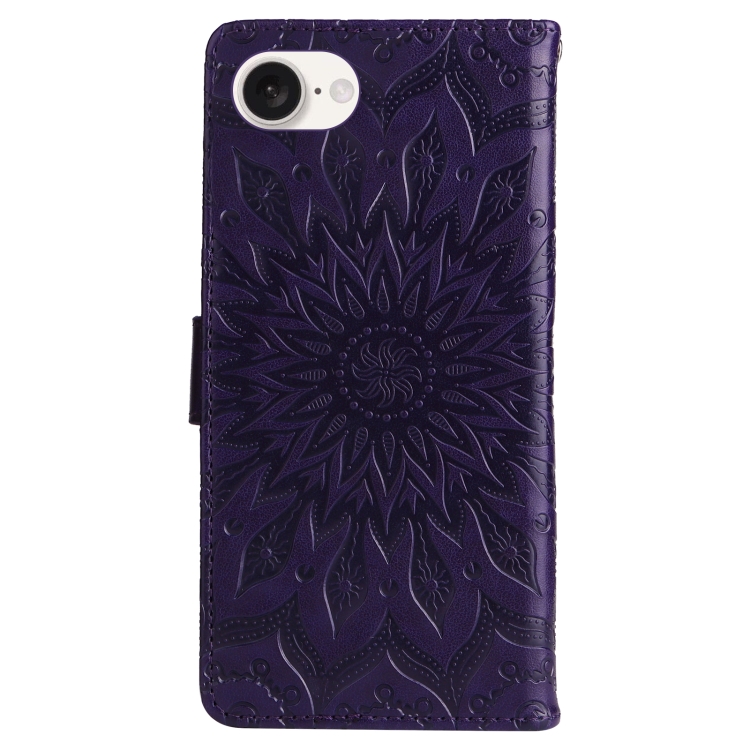 Peňaženkové puzdro Embossing Pattern Slnečnica fialové – Apple iPhone 16e / 17e | Kryty na mobil Kryty na mobil | Peňaženkové puzdro Embossing Pattern Slnečnica fialové – Apple iPhone 16e / 17e | Kryty na mobil