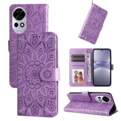 Kryty na mobil | Peňaženkové puzdro Embossing Pattern Slnečnica fialové – Huawei Nova 13 | Kryty na mobil