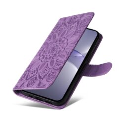 Kryty na mobil | Peňaženkové puzdro Embossing Pattern Slnečnica fialové – Huawei Nova 13 | Kryty na mobil