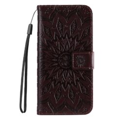 Kryty na mobil | Peňaženkové puzdro Embossing Pattern Slnečnica hnedé – Apple iPhone 16e / 17e | Kryty na mobil