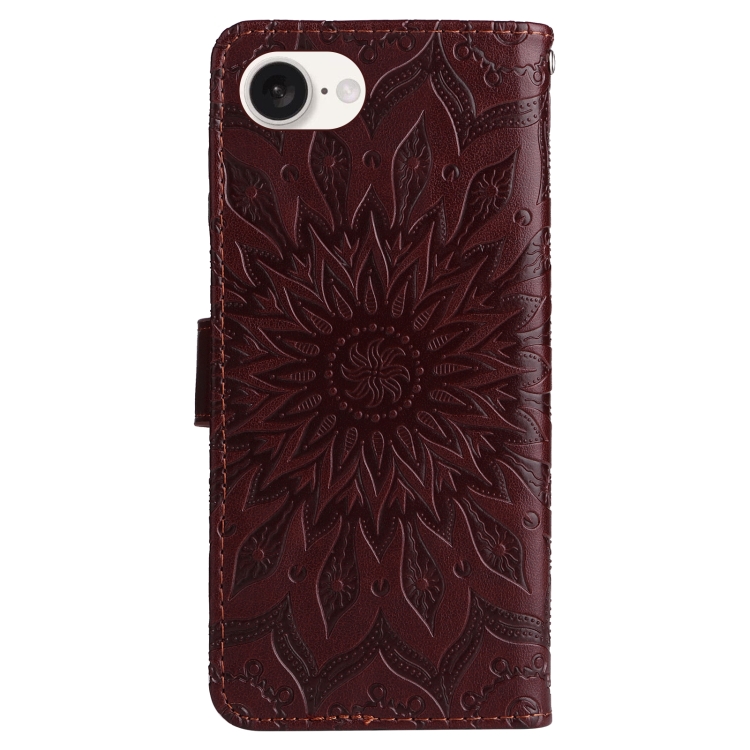 Peňaženkové puzdro Embossing Pattern Slnečnica hnedé – Apple iPhone 16e / 17e | Kryty na mobil Kryty na mobil | Peňaženkové puzdro Embossing Pattern Slnečnica hnedé – Apple iPhone 16e / 17e | Kryty na mobil