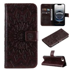 Peňaženkové puzdro Embossing Pattern Slnečnica hnedé – Apple iPhone 16e / 17e | Kryty na mobil Kryty na mobil | Peňaženkové puzdro Embossing Pattern Slnečnica hnedé – Apple iPhone 16e / 17e | Kryty na mobil