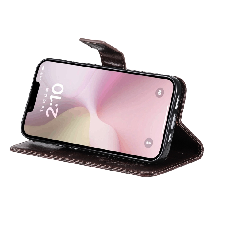 Peňaženkové puzdro Embossing Pattern Slnečnica hnedé – Apple iPhone 16e / 17e | Kryty na mobil Kryty na mobil | Peňaženkové puzdro Embossing Pattern Slnečnica hnedé – Apple iPhone 16e / 17e | Kryty na mobil