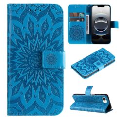 Peňaženkové puzdro Embossing Pattern Slnečnica modré – Apple iPhone 16e / 17e | Kryty na mobil Kryty na mobil | Peňaženkové puzdro Embossing Pattern Slnečnica modré – Apple iPhone 16e / 17e | Kryty na mobil