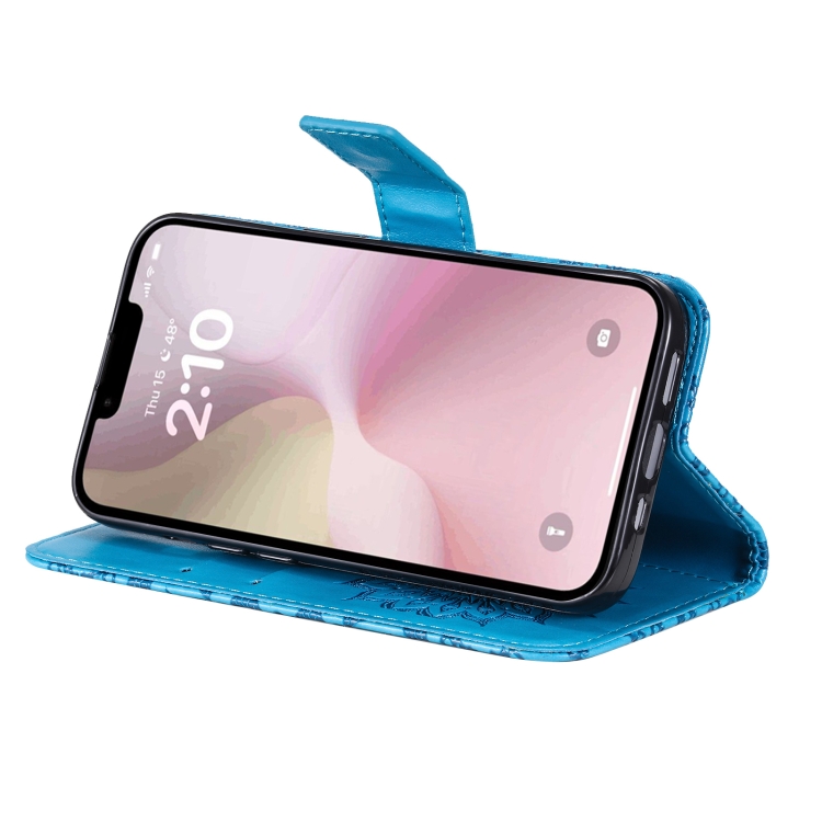 Peňaženkové puzdro Embossing Pattern Slnečnica modré – Apple iPhone 16e / 17e | Kryty na mobil Kryty na mobil | Peňaženkové puzdro Embossing Pattern Slnečnica modré – Apple iPhone 16e / 17e | Kryty na mobil