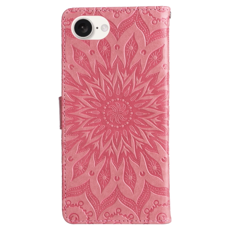 Peňaženkové puzdro Embossing Pattern Slnečnica ružové – Apple iPhone 16e / 17e | Kryty na mobil Kryty na mobil | Peňaženkové puzdro Embossing Pattern Slnečnica ružové – Apple iPhone 16e / 17e | Kryty na mobil