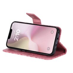Peňaženkové puzdro Embossing Pattern Slnečnica ružové – Apple iPhone 16e / 17e | Kryty na mobil Kryty na mobil | Peňaženkové puzdro Embossing Pattern Slnečnica ružové – Apple iPhone 16e / 17e | Kryty na mobil