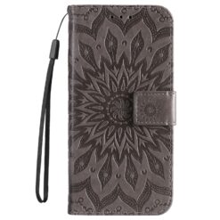 Kryty na mobil | Peňaženkové puzdro Embossing Pattern Slnečnica sivé – Apple iPhone 16e / 17e | Kryty na mobil