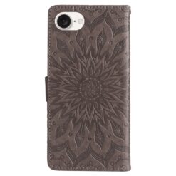 Kryty na mobil | Peňaženkové puzdro Embossing Pattern Slnečnica sivé – Apple iPhone 16e / 17e | Kryty na mobil