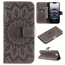 Kryty na mobil | Peňaženkové puzdro Embossing Pattern Slnečnica sivé – Apple iPhone 16e / 17e | Kryty na mobil